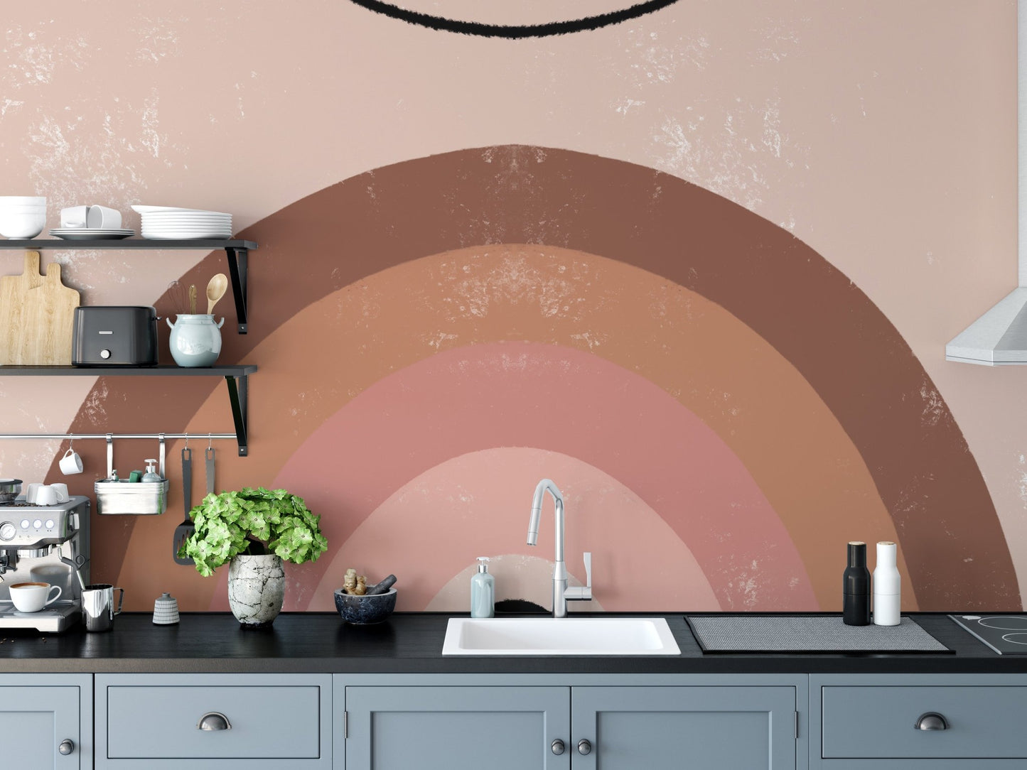 Earthy rainbow wall decor in boho style for kids A227
