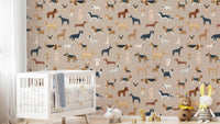 Fun canine-themed wallpaper for playrooms
