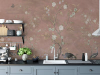 Classic chinoiserie pattern in brown tones wallpaper C496