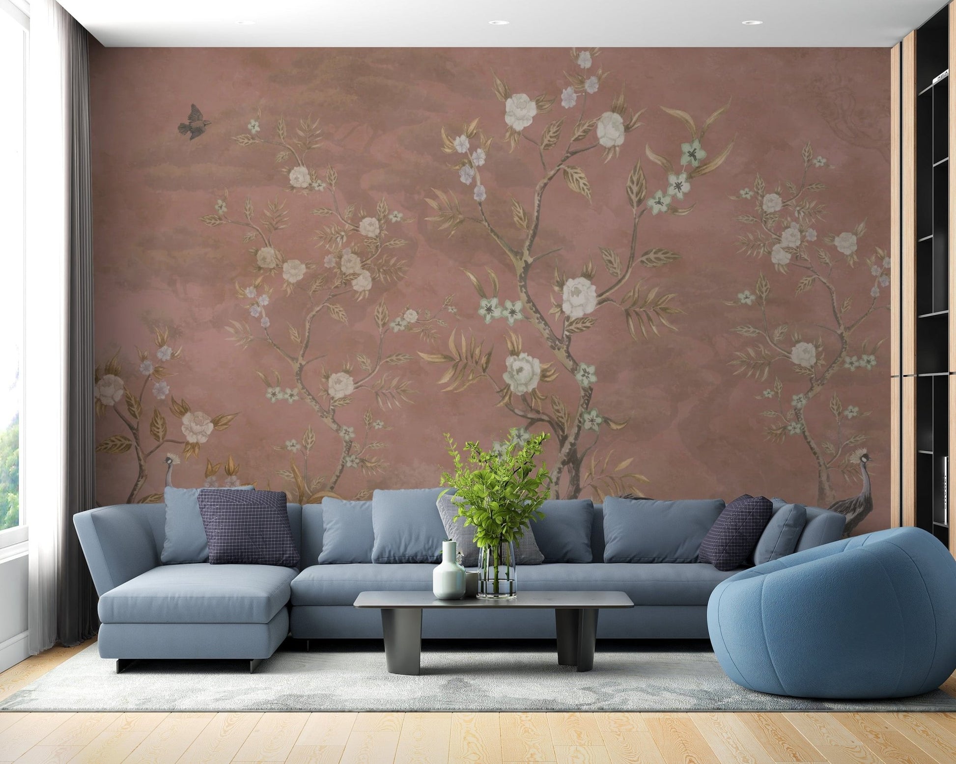 Brown Chinoiserie Wallpaper C496