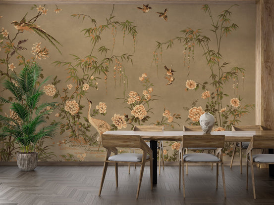 Japanese Birds & Trees Chinoeserie Wallpaper A278