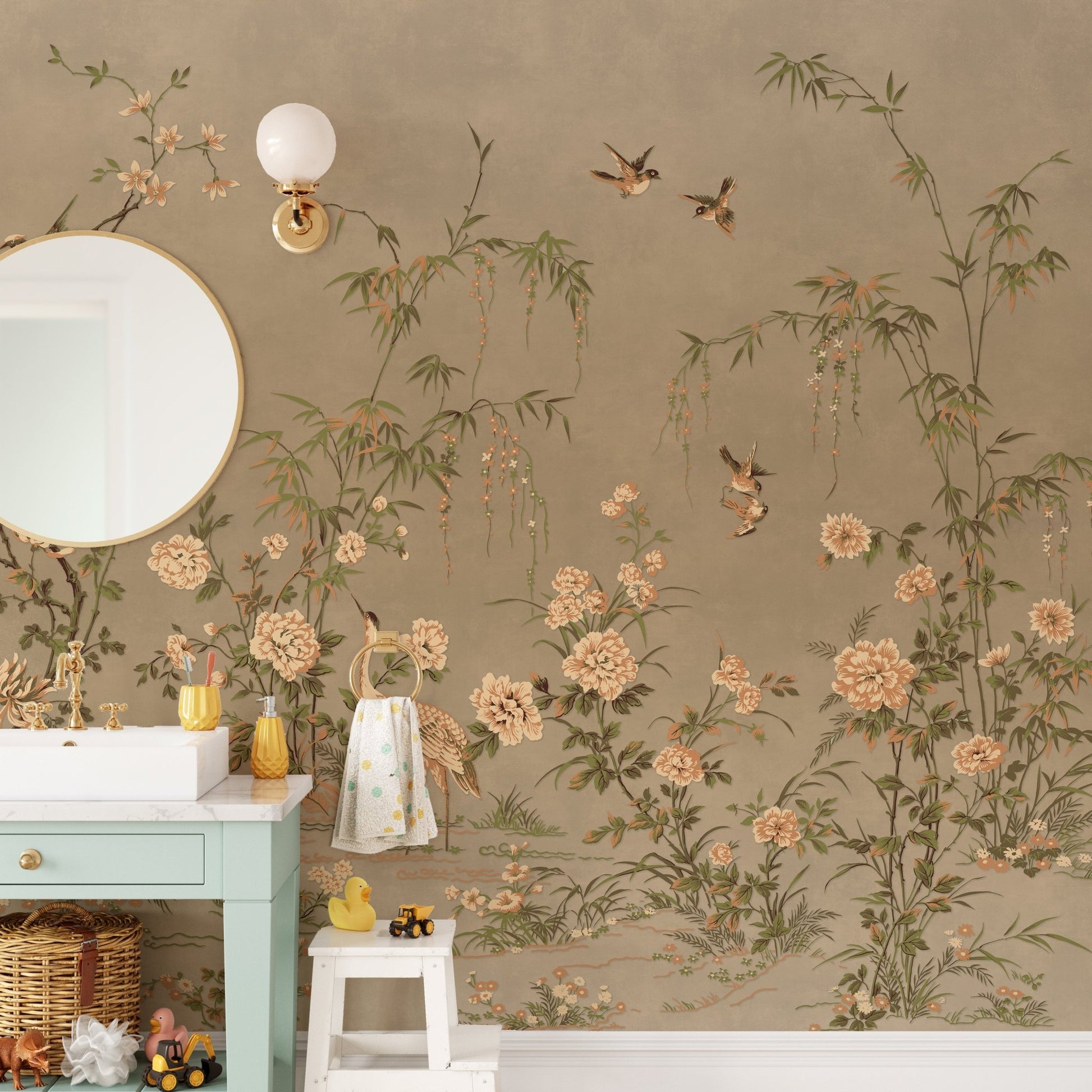 Japanese Birds & Trees Chinoeserie Wallpaper - Giffywalls