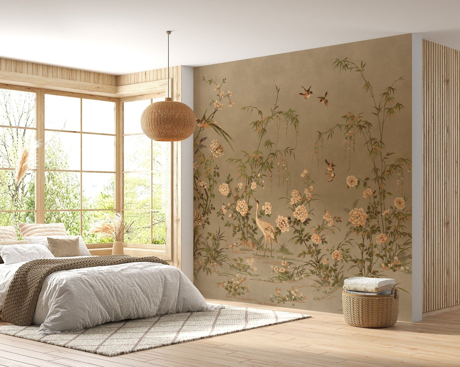 Japanese Birds & Trees Chinoeserie Wallpaper - Giffywalls