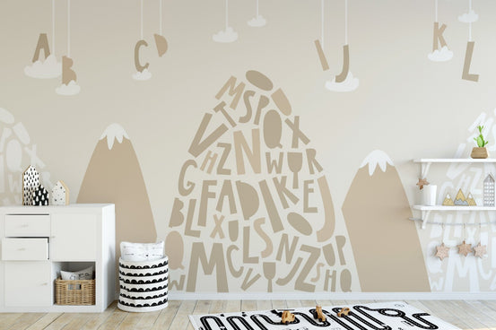 Alphabet mountain wallpaper for kids
 B012