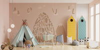 Soft Brown Color Alphabet Mountain Kids Wallpaper - Giffywalls B012