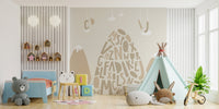 Playful mountain mural with letters
 B012
