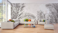 Monochrome Palm Leaves Wallpaper Murals - Giffywalls A874