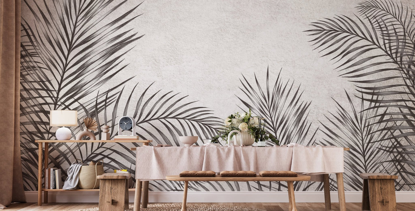 Monochrome Palm Leaves Wallpaper Murals - Giffywalls A874