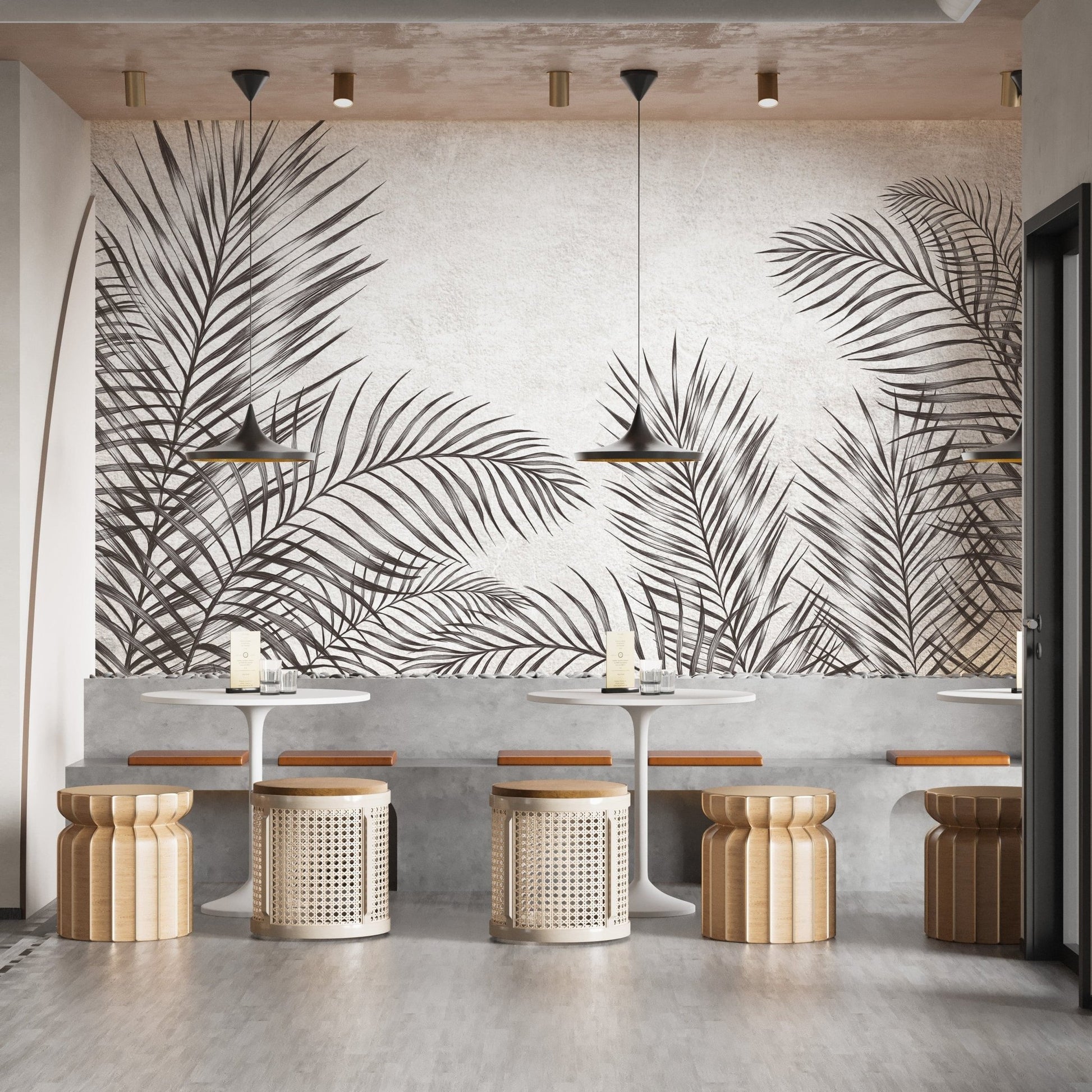 Elegant palm leaf wallpaper A874