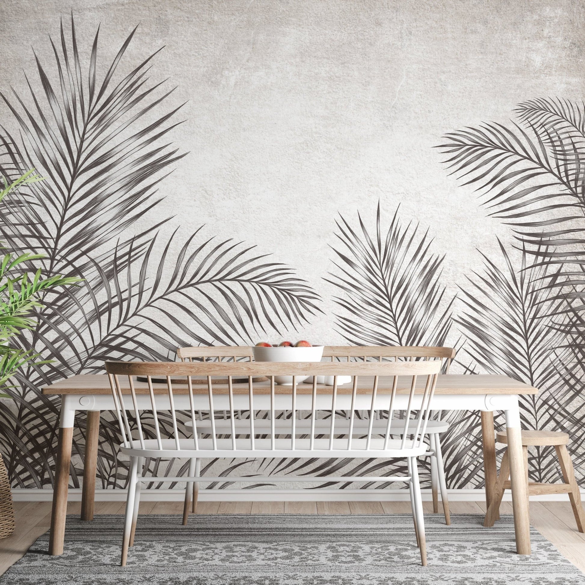 Stylish tropical palm wallpaper mural design A874