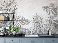Minimalist black-and-white leaf wallpaper A874