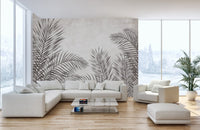 Monochrome tropical palm leaves wallpaper A874