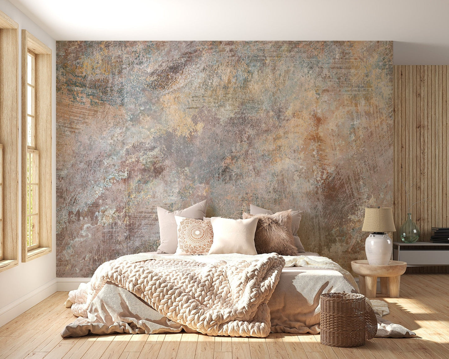 Brown Concrete Stone textured wallpaper mural - Giffywalls