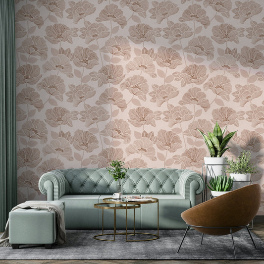 Brown Floral Block Wallpaper⁠
