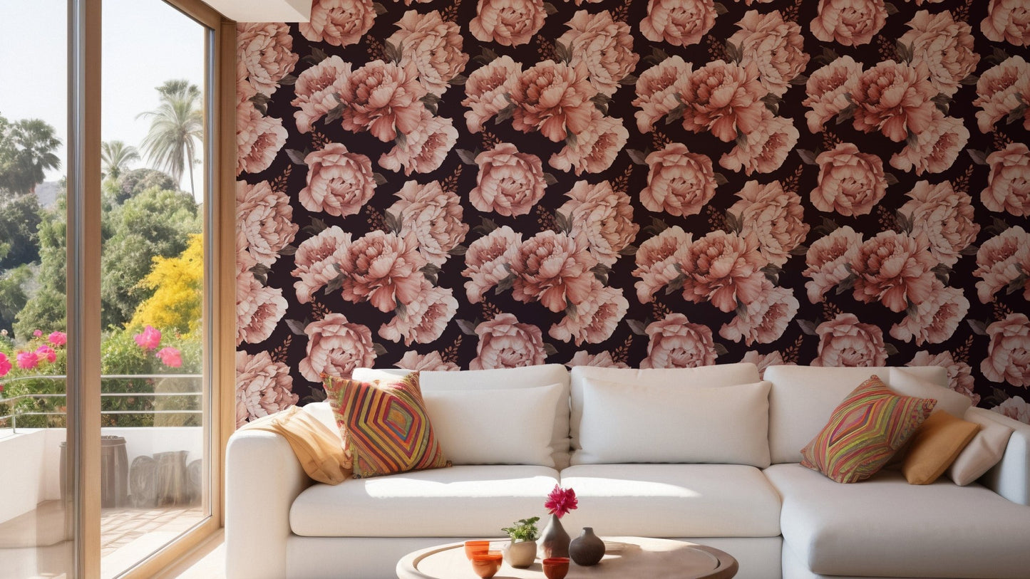 Modern Neutral Flower Wall Covering