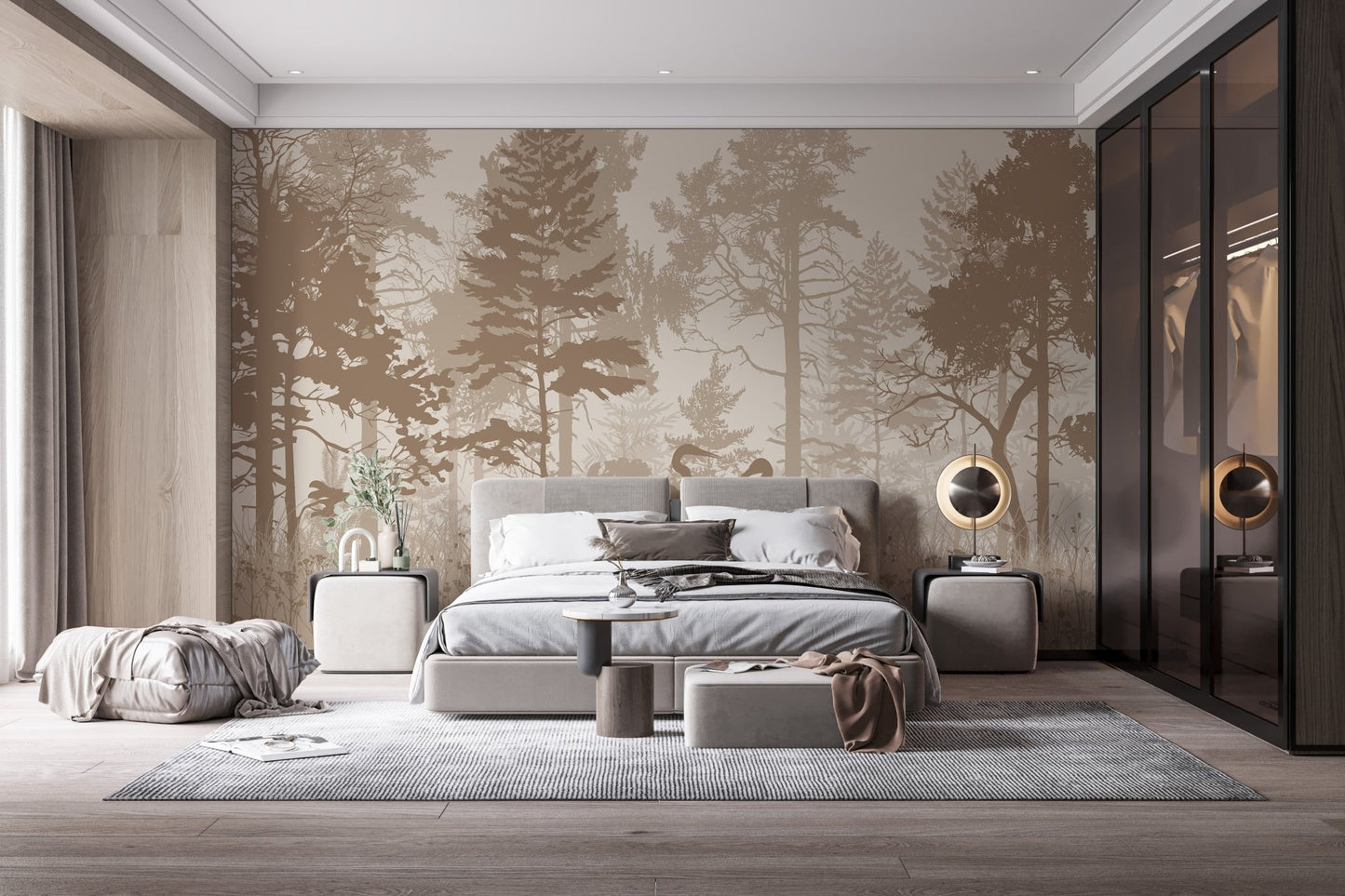Brown Forest with Herons in the woods wallpaper - Giffywalls