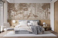 Stylish Brown Forest Heron Wallpaper for Bedrooms