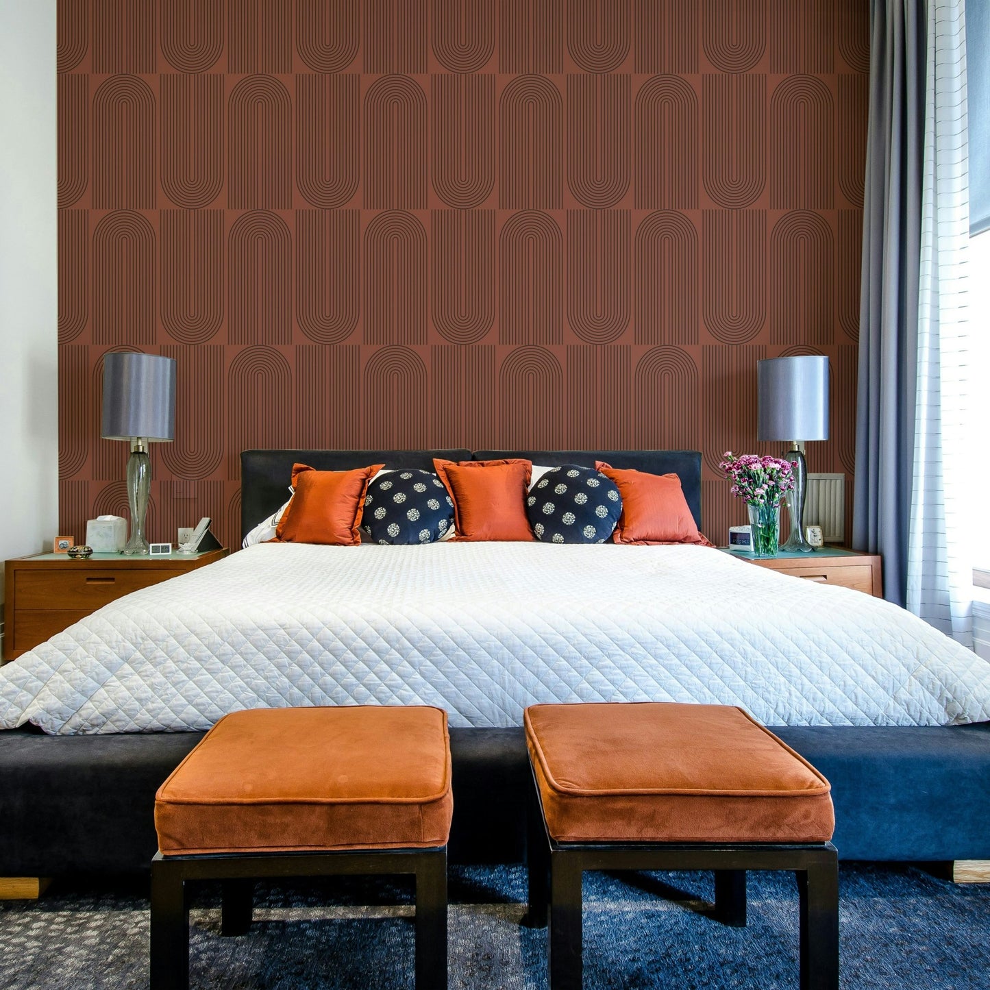 High-quality image of the Brown Geometric Outlined wallpaper

