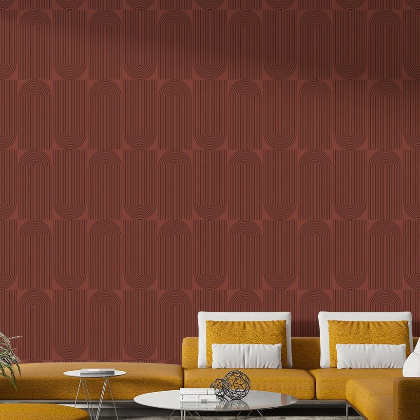 A seamless pattern of geometric outlines on a wall

