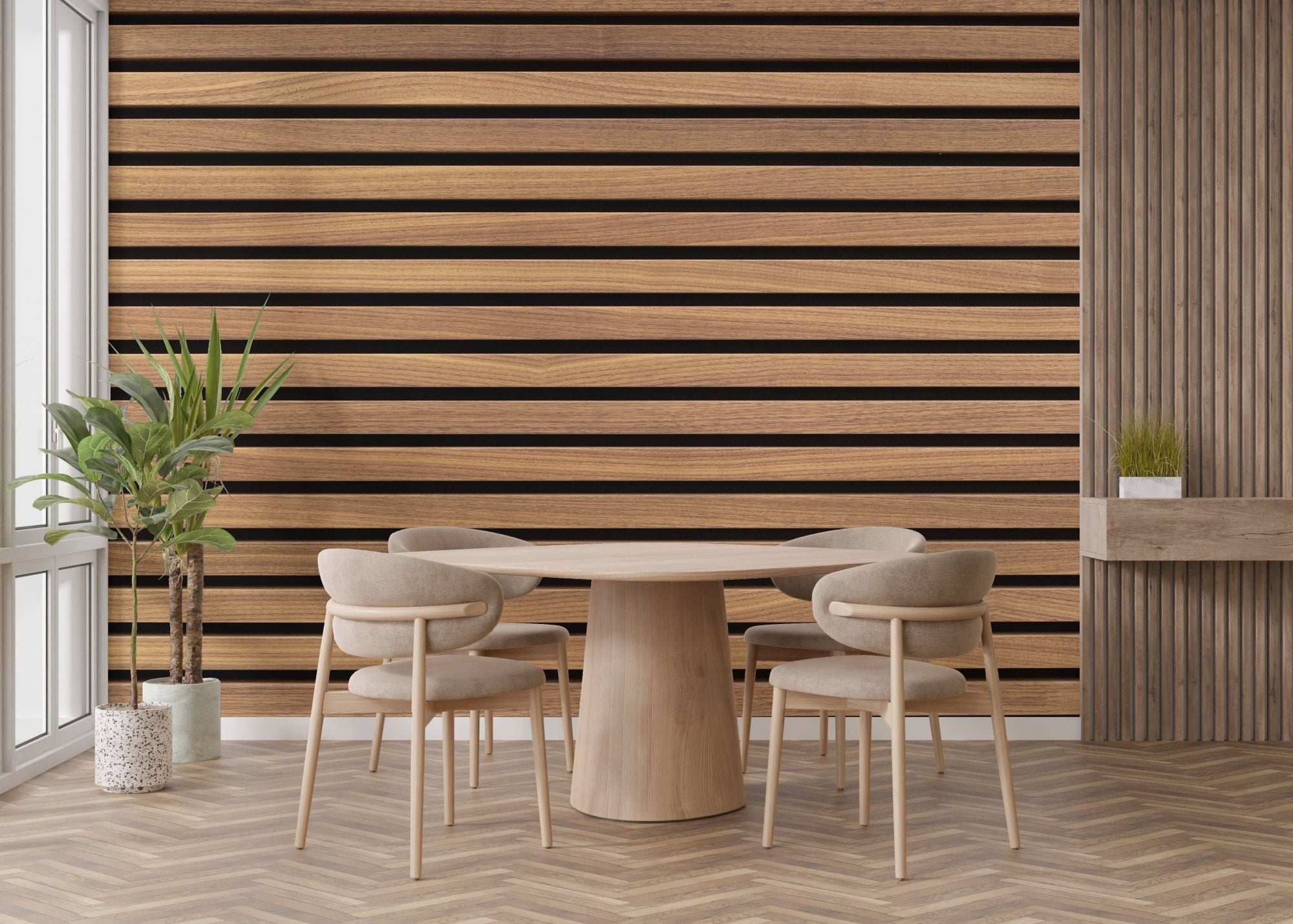 Horizontal wood stripe wallpaper design B263
