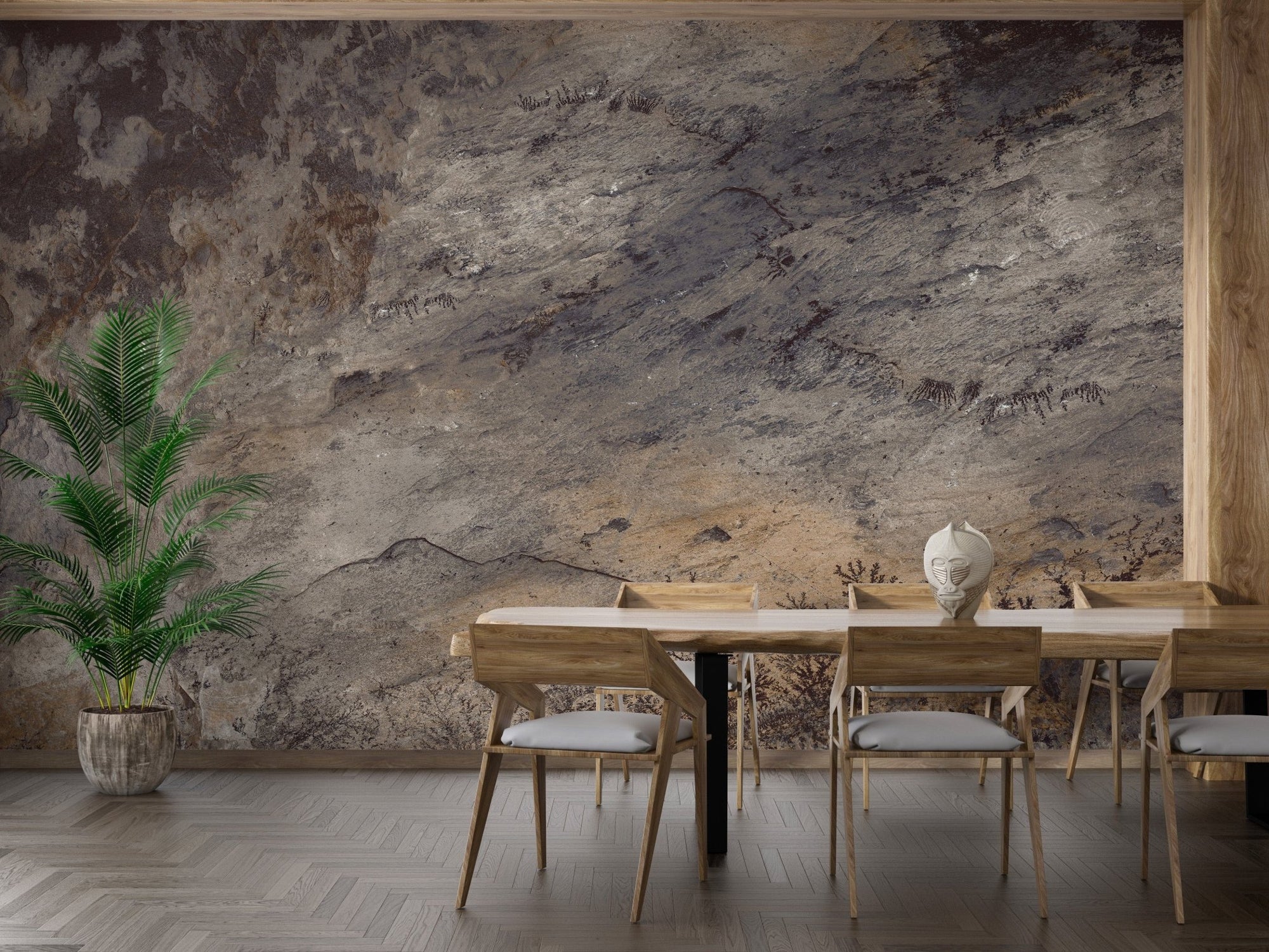 Brown Matured Stone Textured Wallpaper Mural, A161