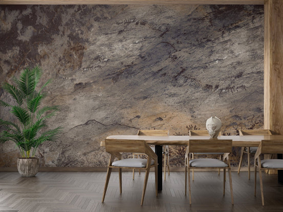 Brown Matured Stone Textured Wallpaper Mural, A161