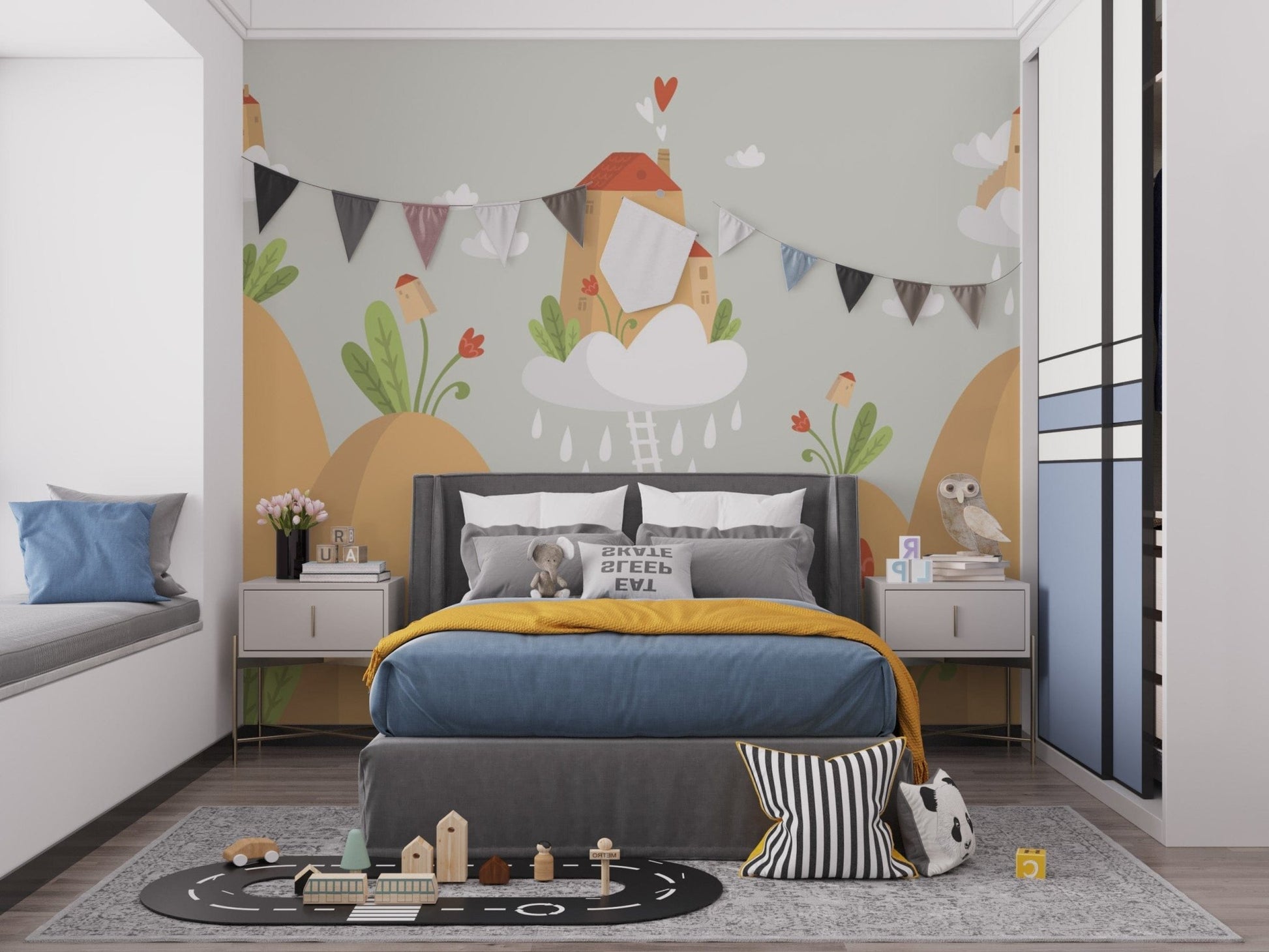 Earthy Brown Mountain House Wallpaper Murals - Giffywalls