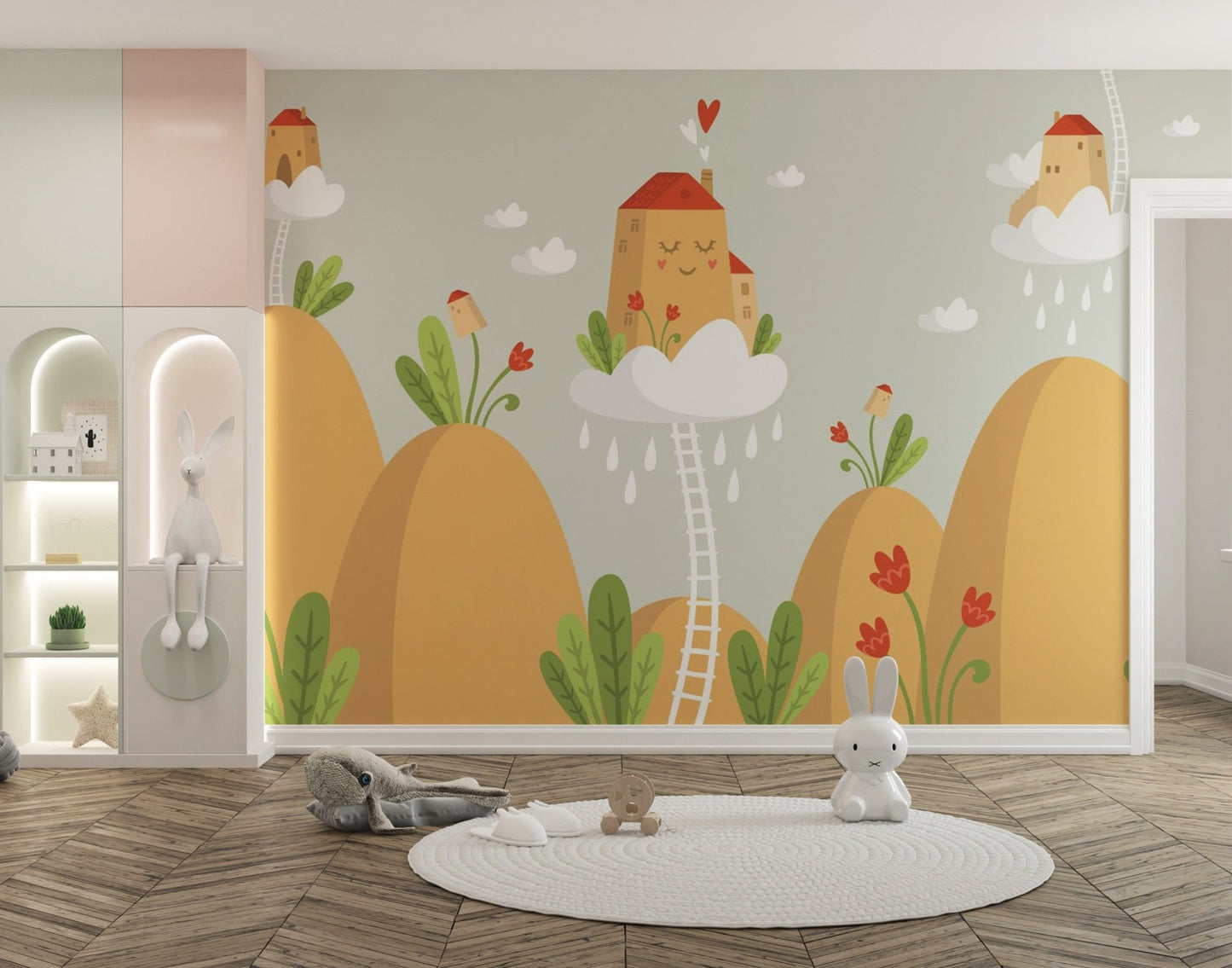 Cozy mountain house mural design
