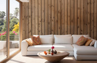 Natural wood stripe mural with warm tones A235
