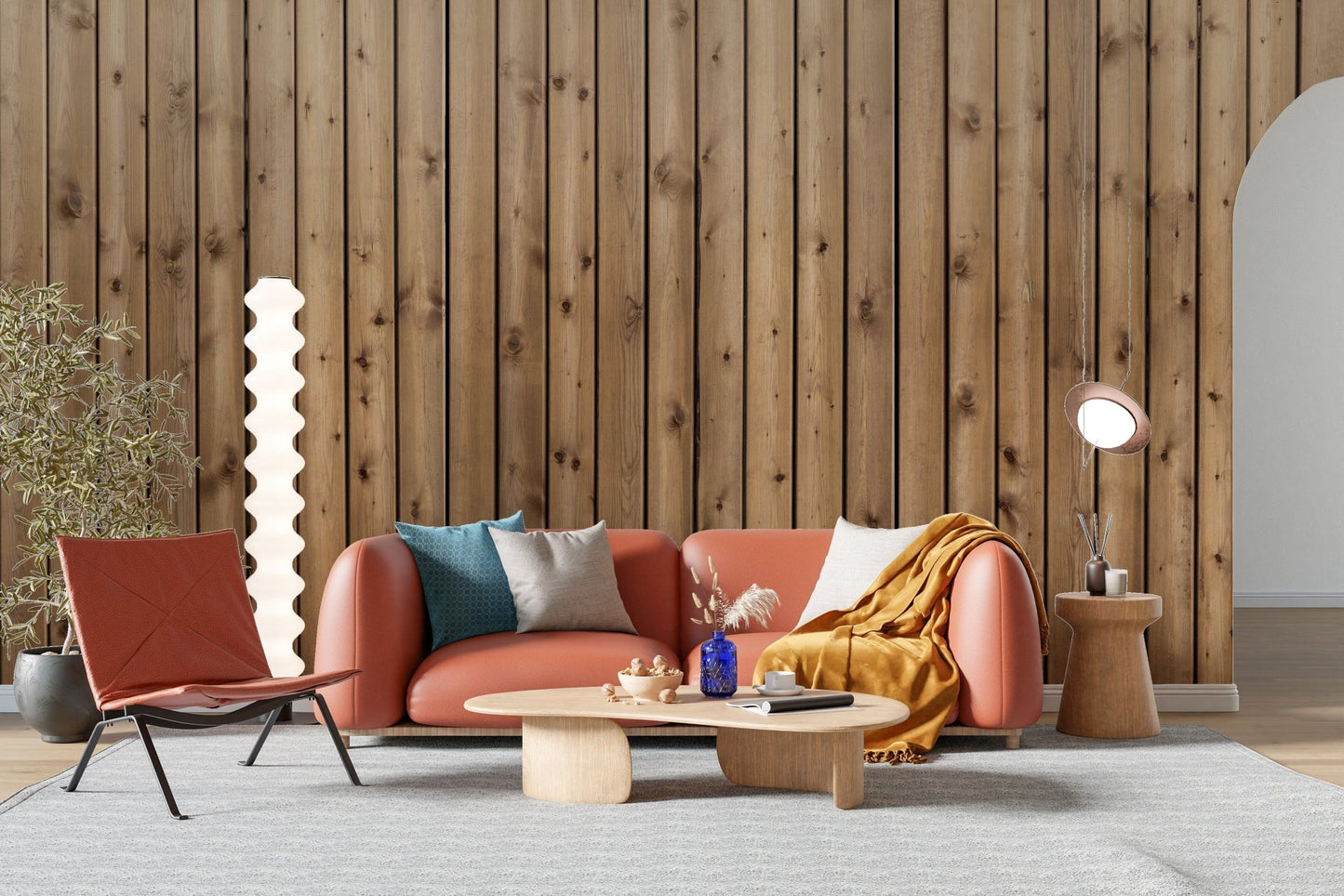 Brown Natural Wooden Striped Wallpaper Mural - Giffywalls A235