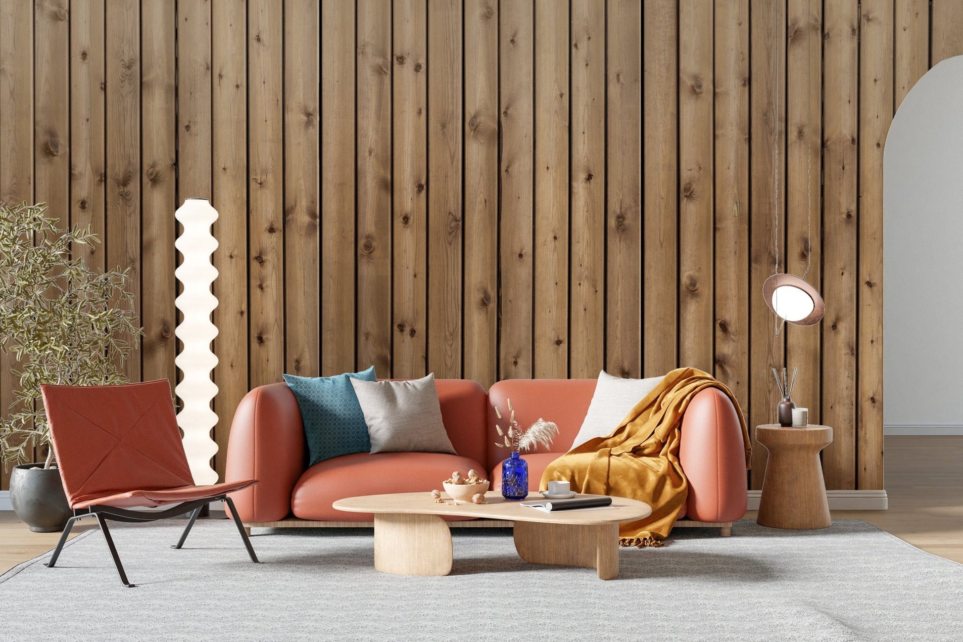 Brown Natural Wooden Striped Wallpaper Mural - Giffywalls A235