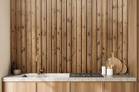 Natural wood stripe mural with warm tones A235