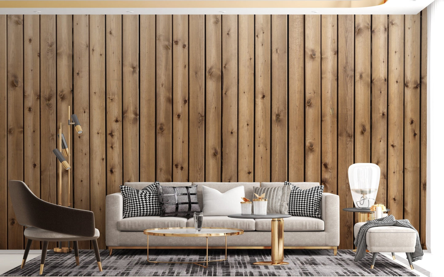 Elegant brown wood-striped wall decor A235
