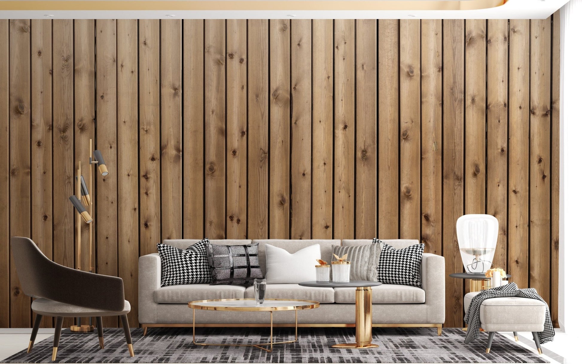 Elegant brown wood-striped wall decor A235
