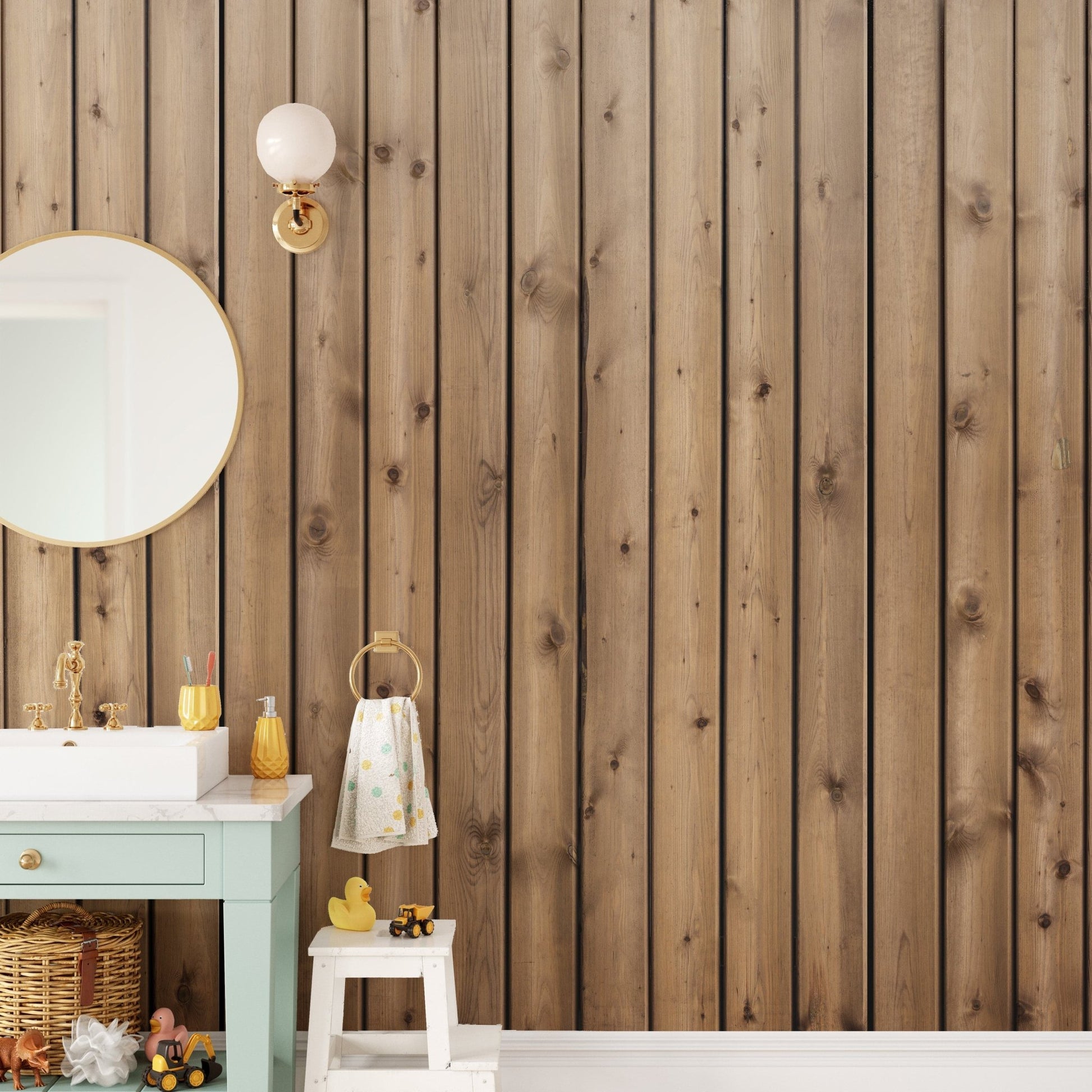 Brown Natural Wooden Striped Wallpaper Mural - Giffywalls A235