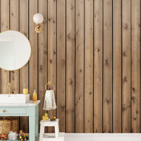 Brown Natural Wooden Striped Wallpaper Mural - Giffywalls