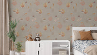 Clownfish and seahorse wallpaper design

