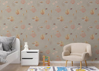 Beach-inspired marine life wallpaper mural
