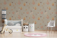 Coastal-themed brown wallpaper with fish
