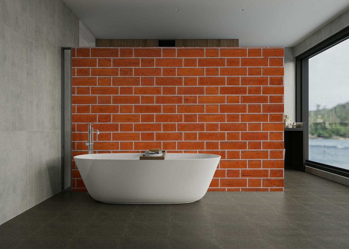 Realistic terracotta brick mural design