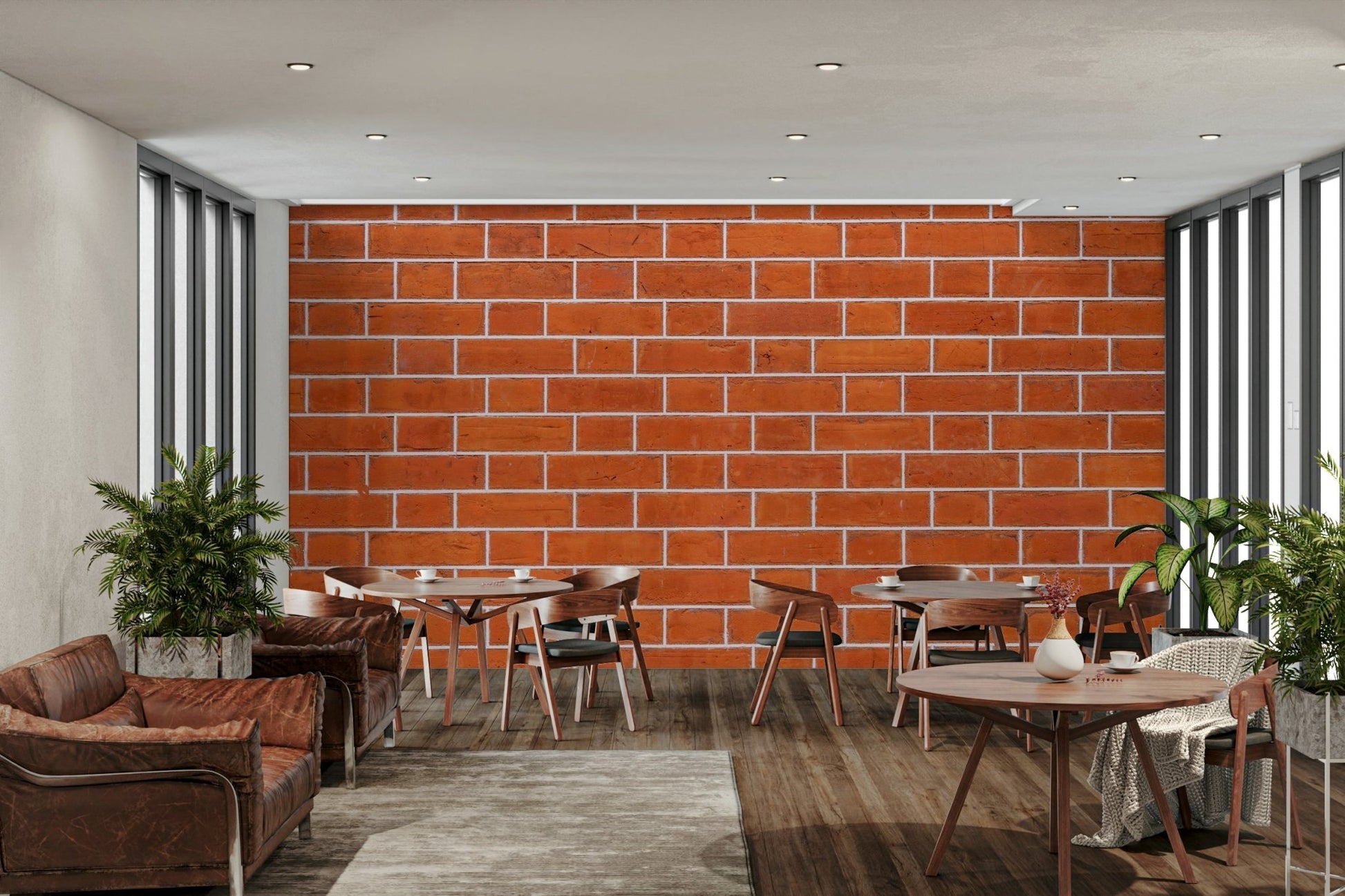 Urban loft-style brown brick mural