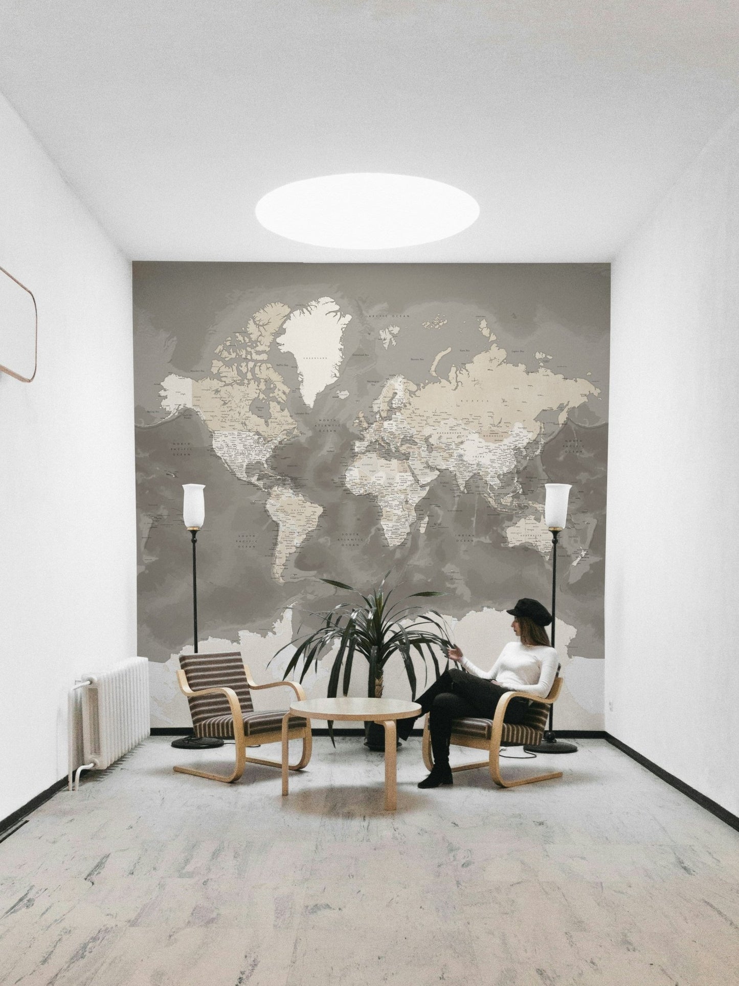 Rustic brown world map wallpaper art

