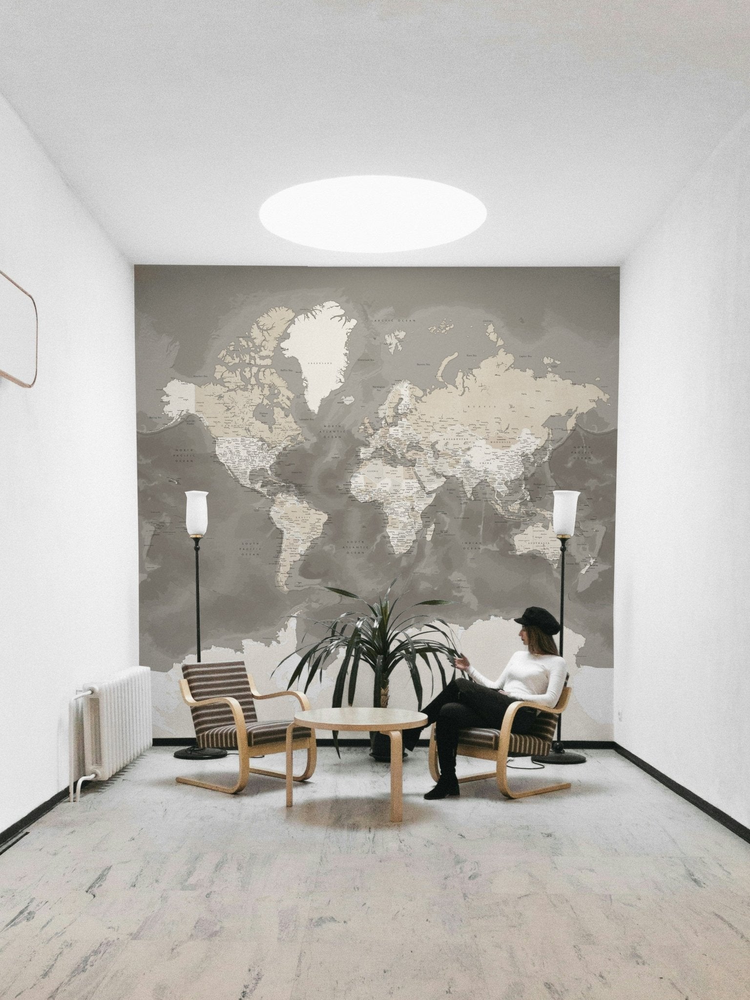 Rustic brown world map wallpaper art

