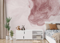 Warm brown watercolor abstract mural for walls