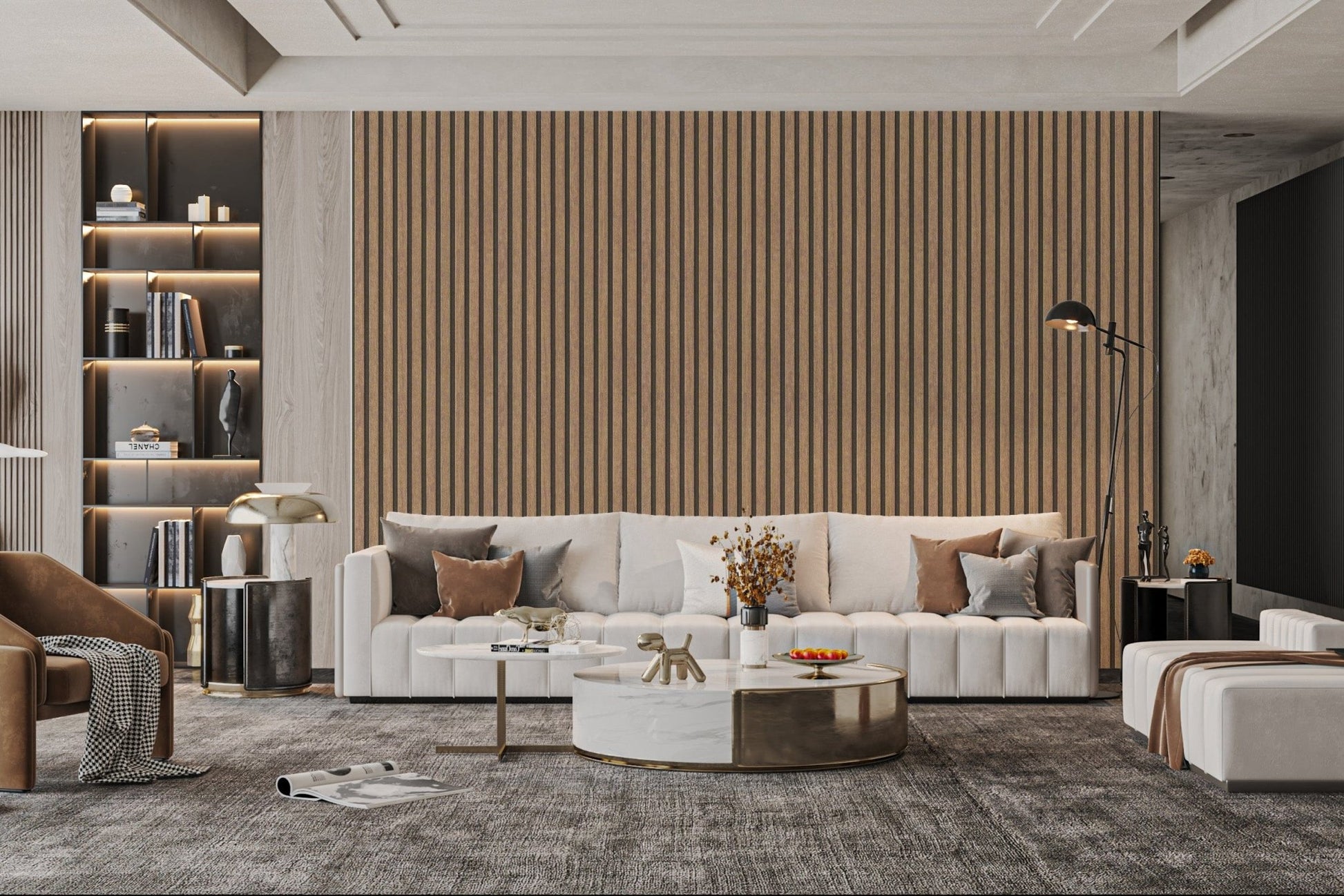 Vertical Striped Brown Wood Panels
