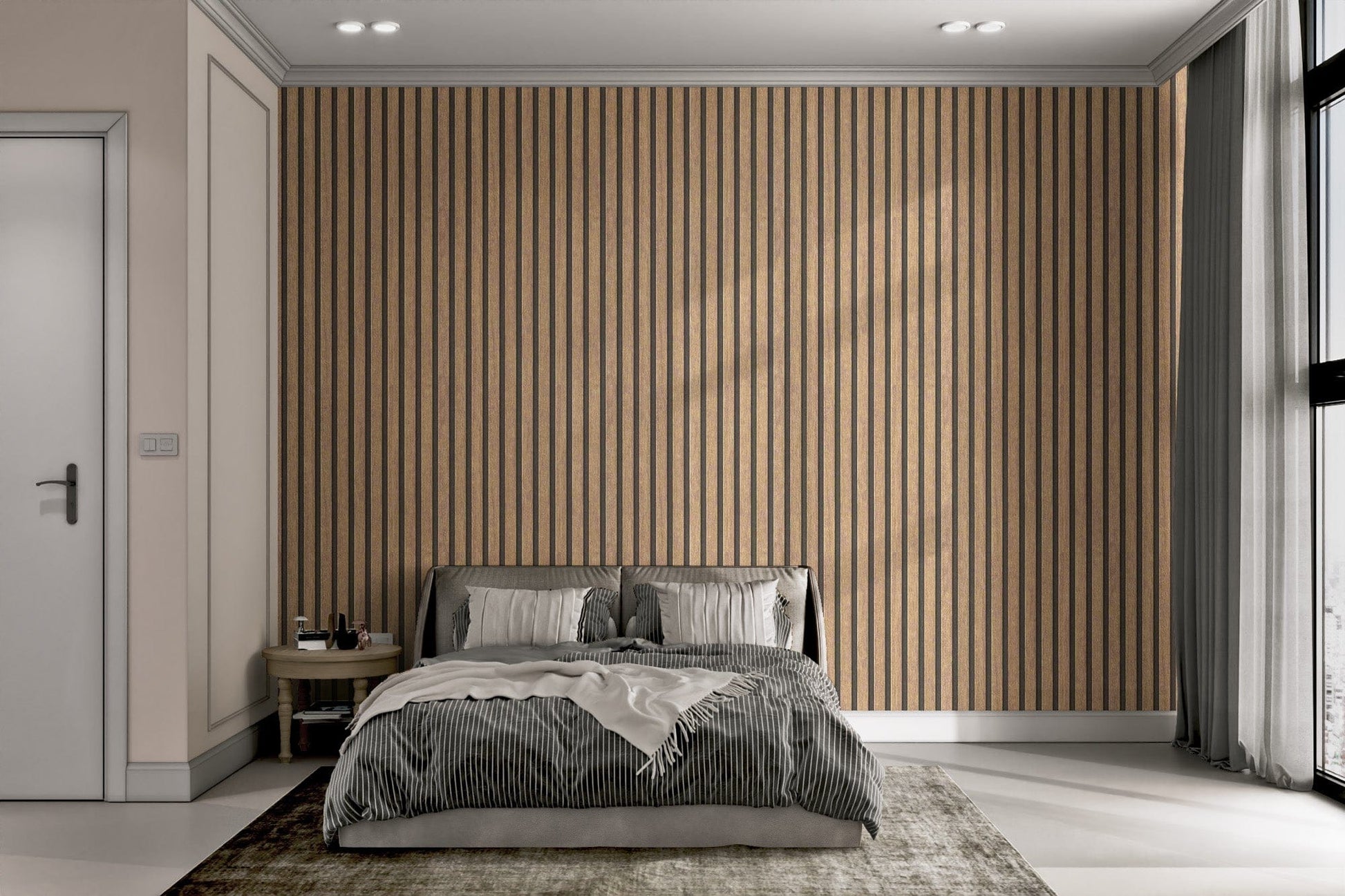 Modern Brown Striped Wall Design
