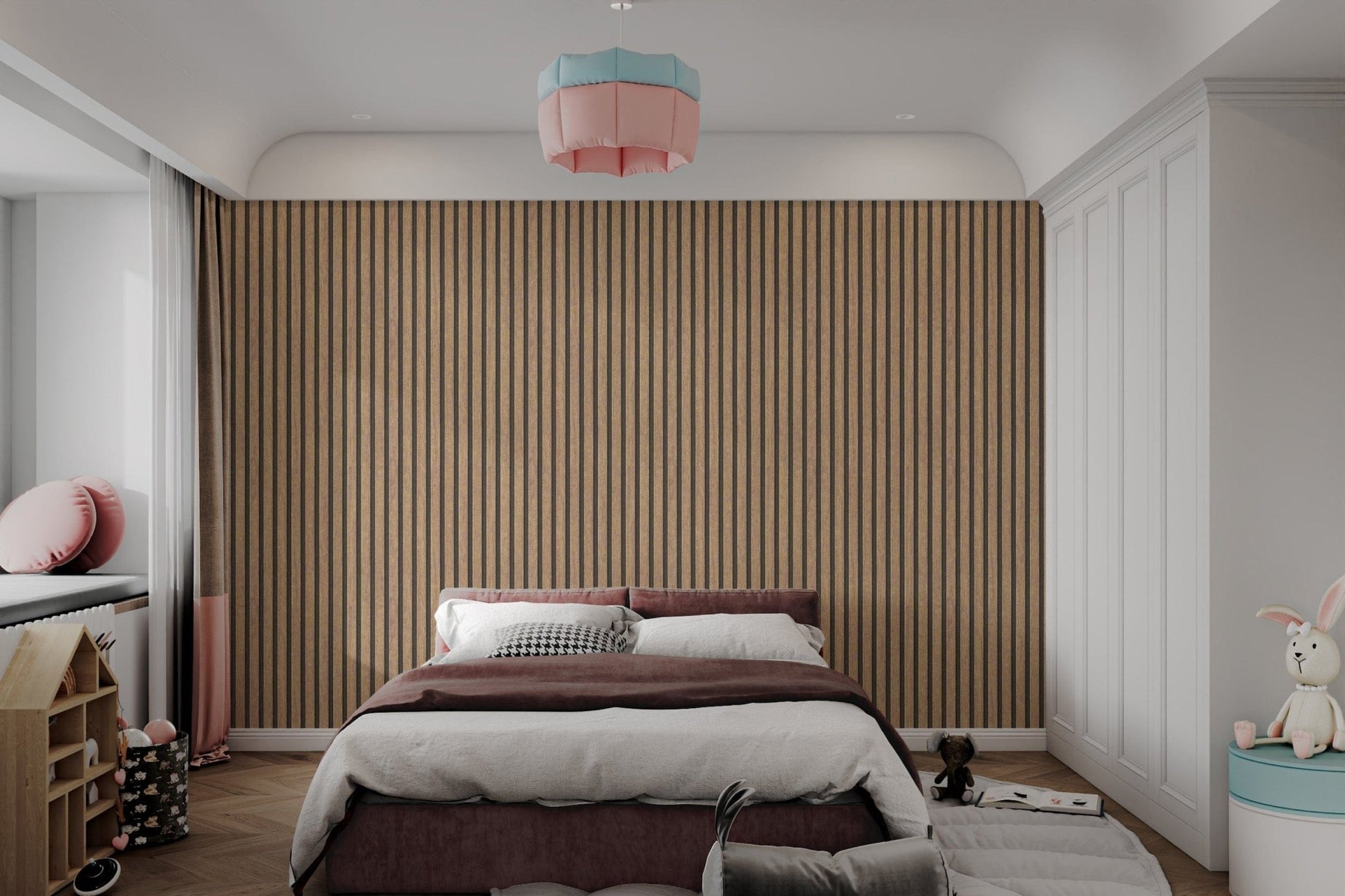 Vertical Brown Wood Stripe Wallpaper
