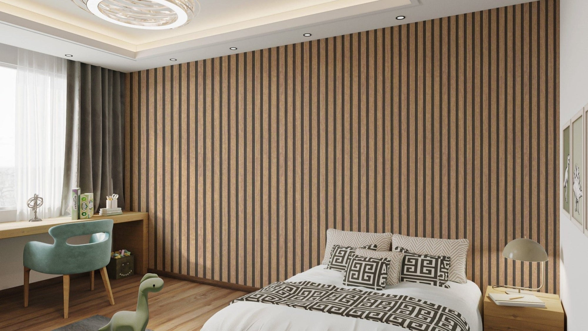 Rustic Wood Panel Striped Wallpaper B916
