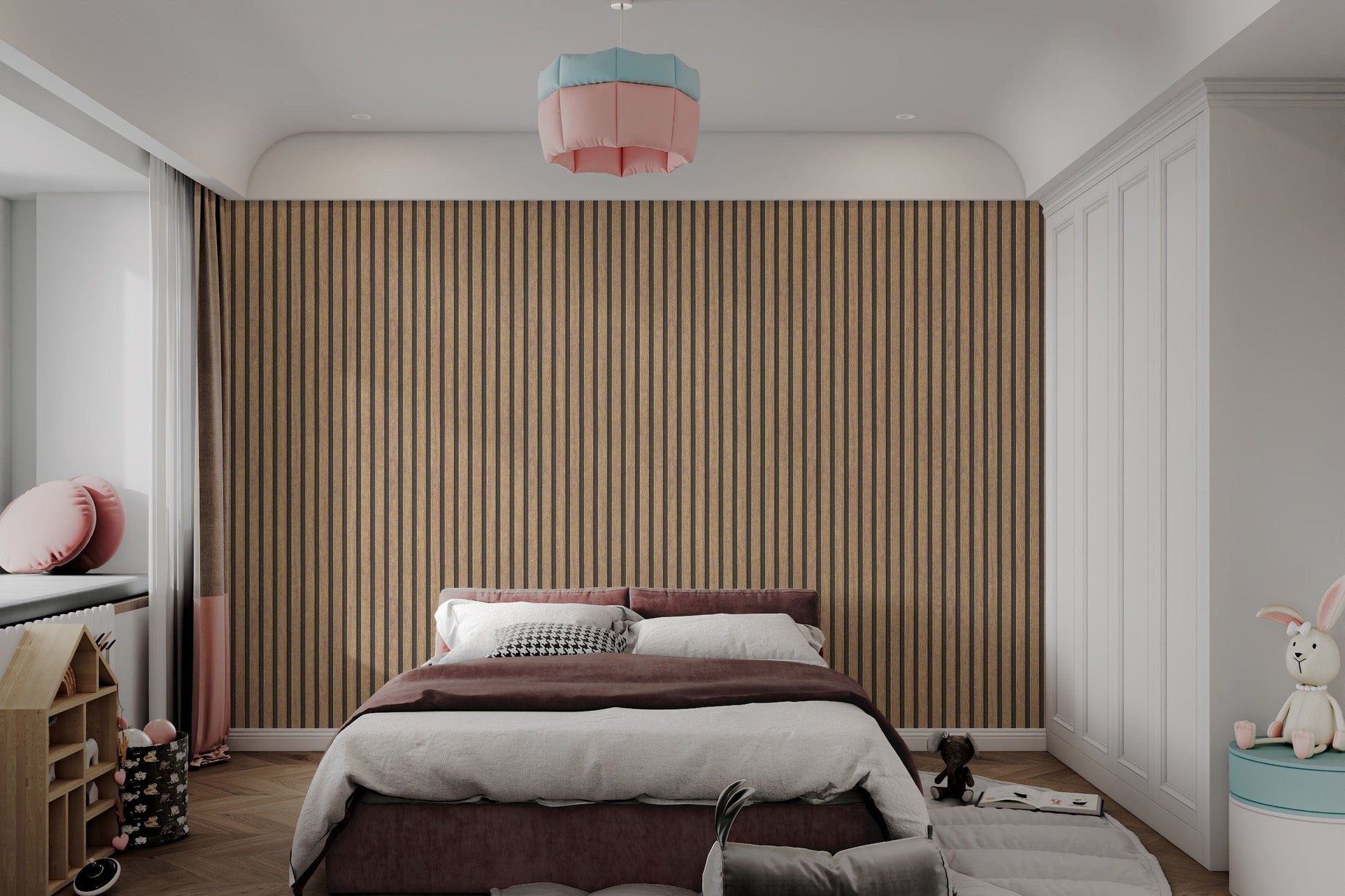 Vertical Brown Wood Stripe Wallpaper
