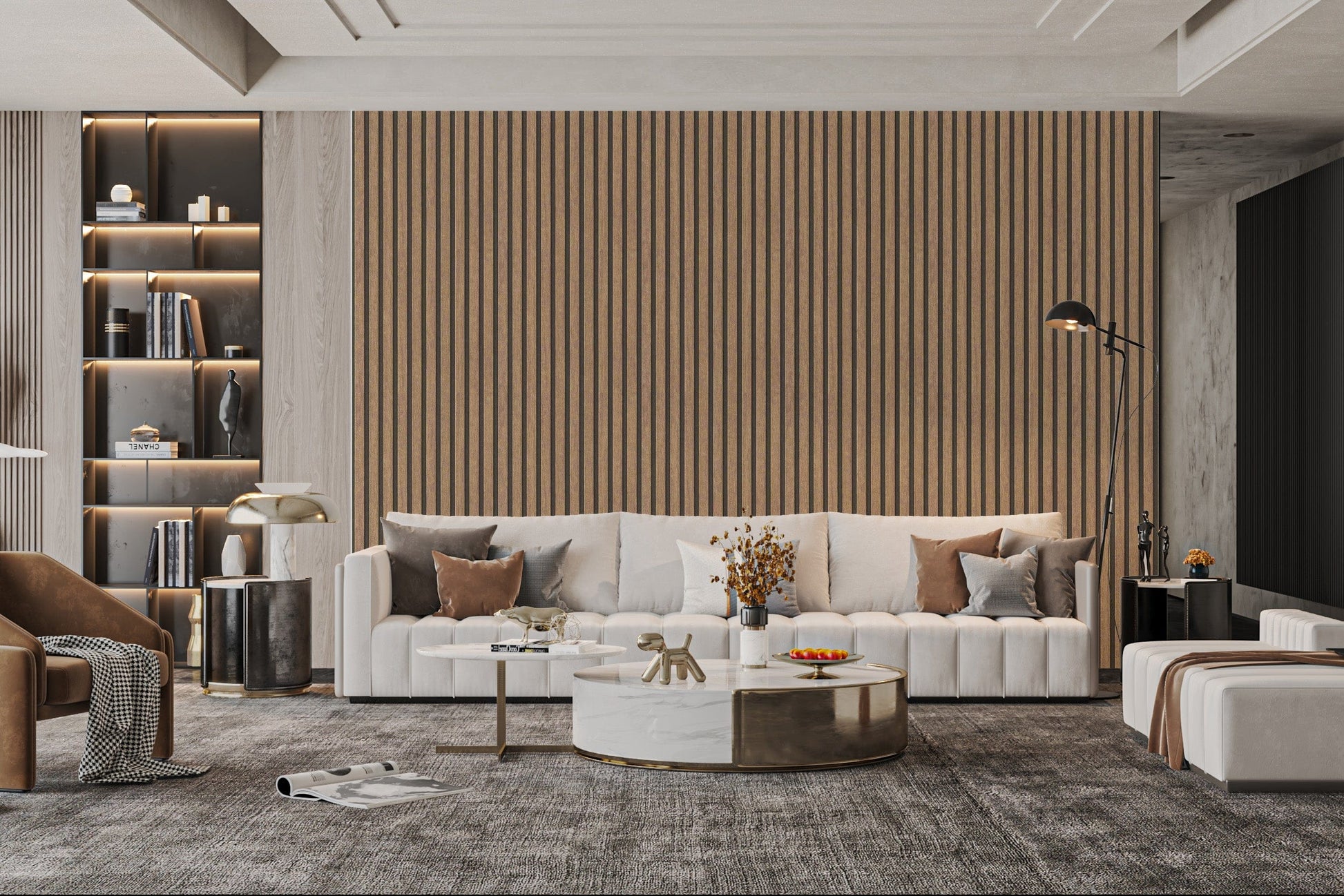 Vertical Striped Brown Wood Panels
